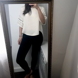 👚 Alexis Ruffle Beaded Pattern Sleeve Top Sz S